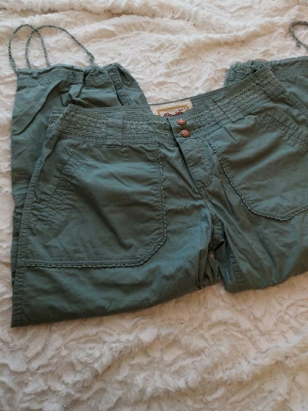 Aventura Organic Cotton Sea Green Capri Pants Sz 12